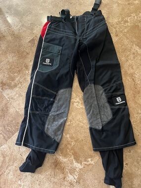 Husqvarna Black Protective Work Pants with Red Accents
